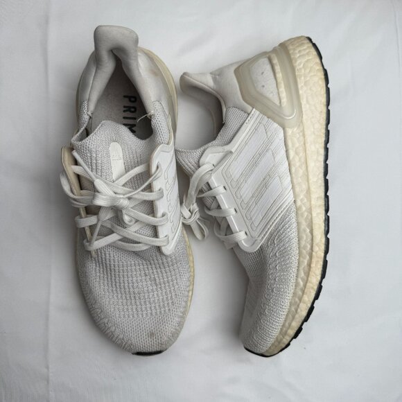Adidas Ultraboost Women 8.5 Triple White Running Primeknit Continental Sole - Picture 1 of 9